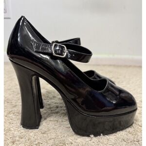 Ellie Women's Ultra High Platform Mary Janes Vegan Patent Leather Size 9.5 Rave